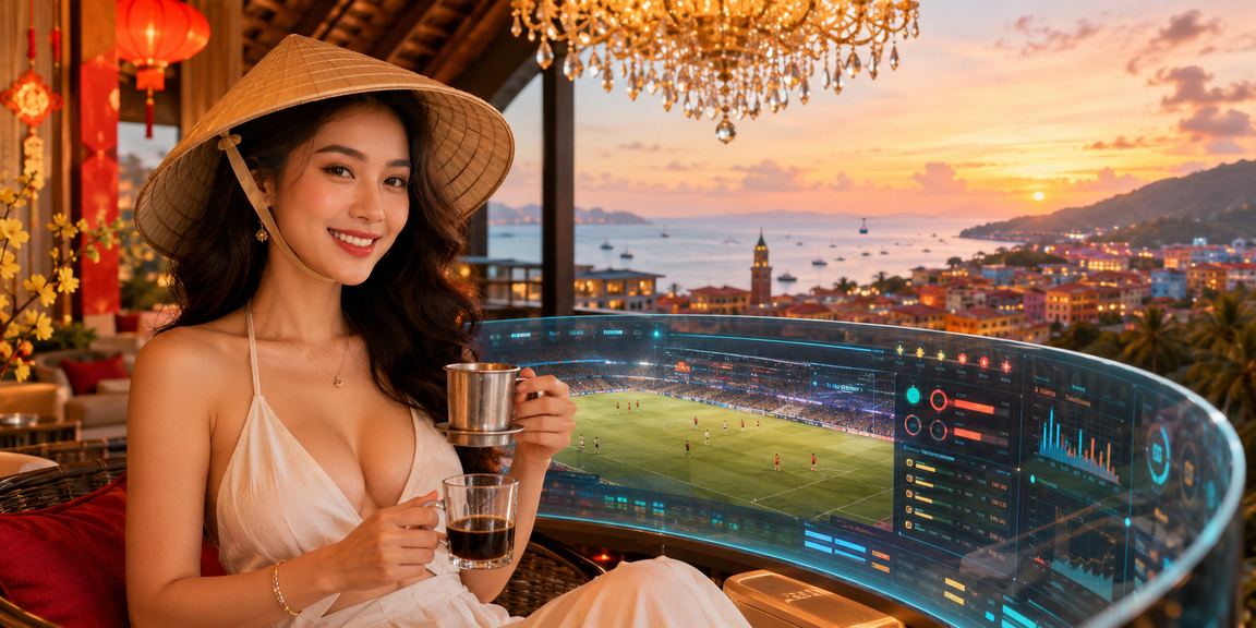 Cảnh đặt cược tài xỉu tại Phú Quốc với hình ảnh nón lá đặc trưng Việt Nam